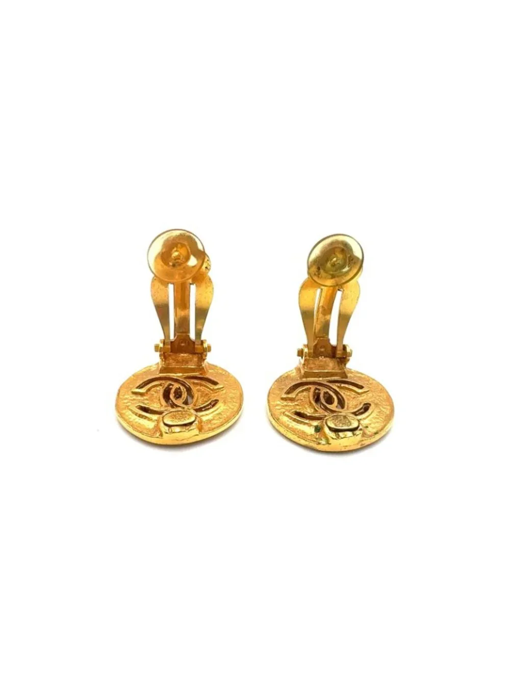 Chanel CC Logo Gold Plated Earrings